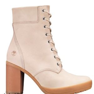 Light taupe/ tan Timberland heel booties